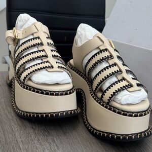 FARM Rio Cream and Black Platform Sandals